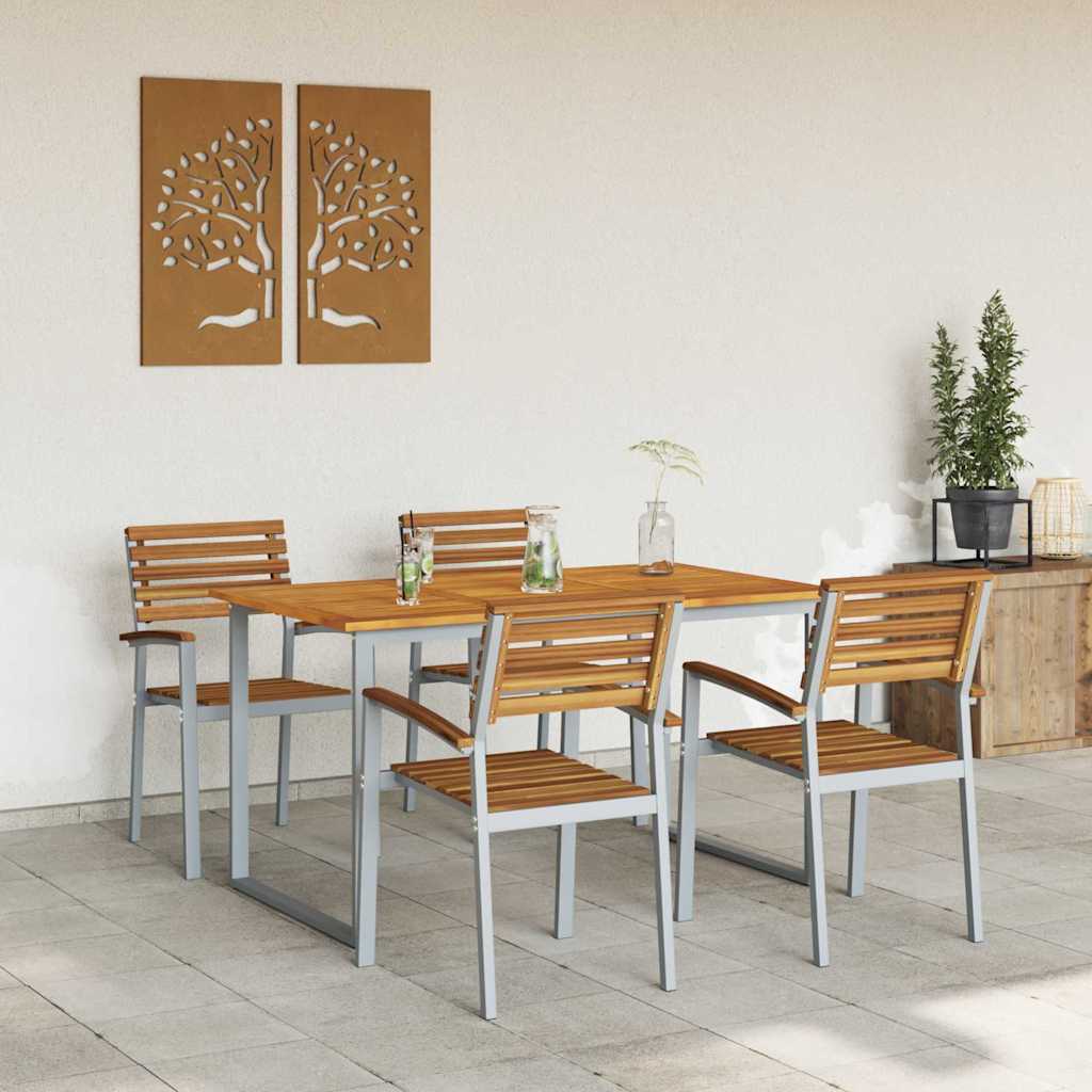 Set da Pranzo per Giardino 5 pcs Grigio