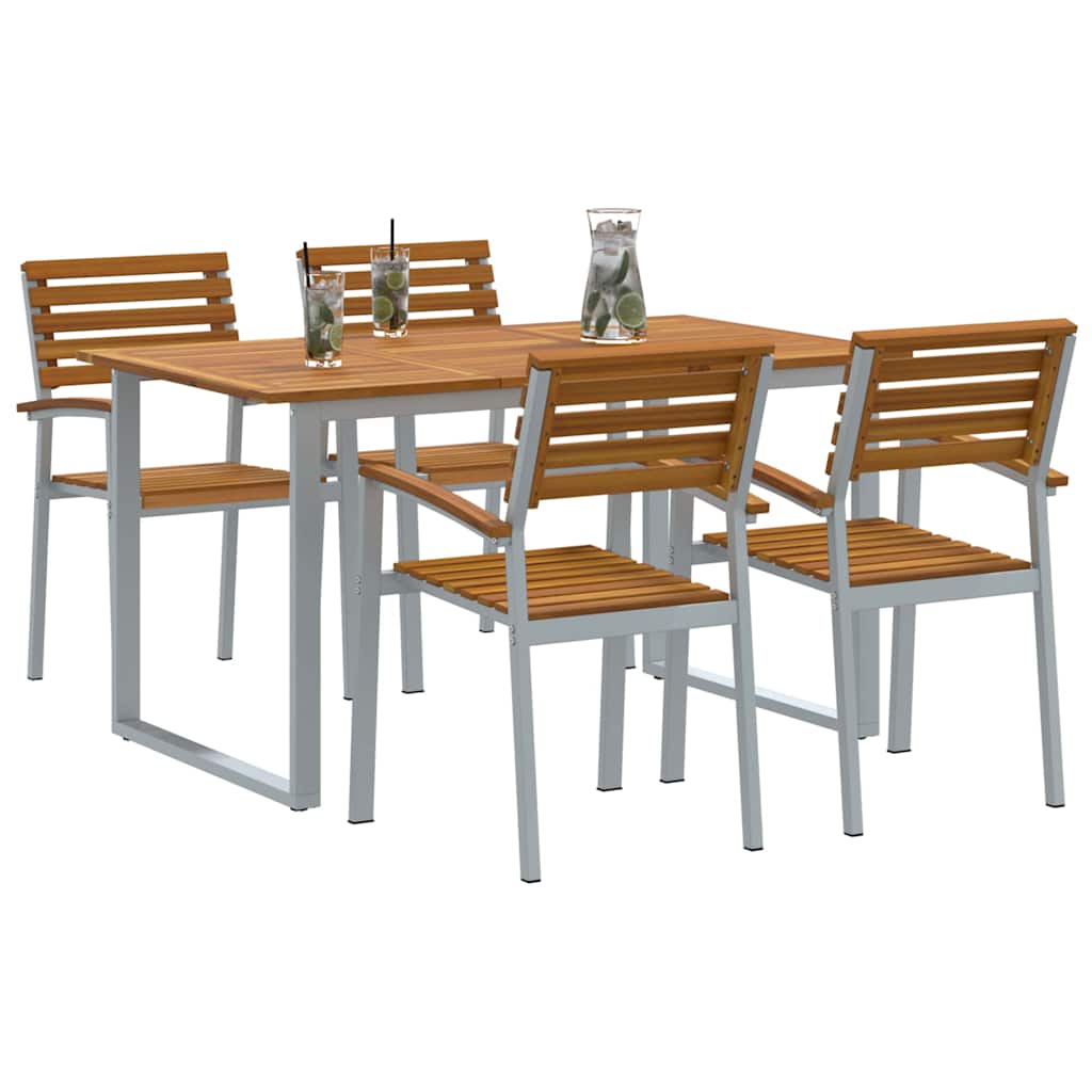Set da Pranzo per Giardino 5 pcs Grigio