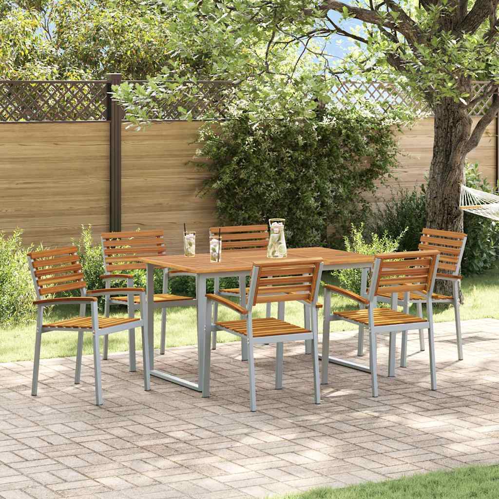 Set da Pranzo per Giardino 7 pcs Grigio