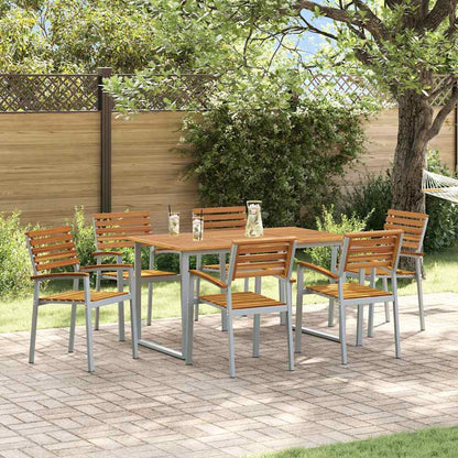 Set da Pranzo per Giardino 7 pcs Grigio