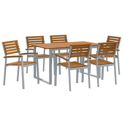 Set da Pranzo per Giardino 7 pcs Grigio