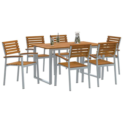 Set da Pranzo per Giardino 7 pcs Grigio