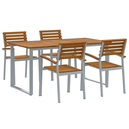 Set da Pranzo per Giardino 5 pcs Grigio