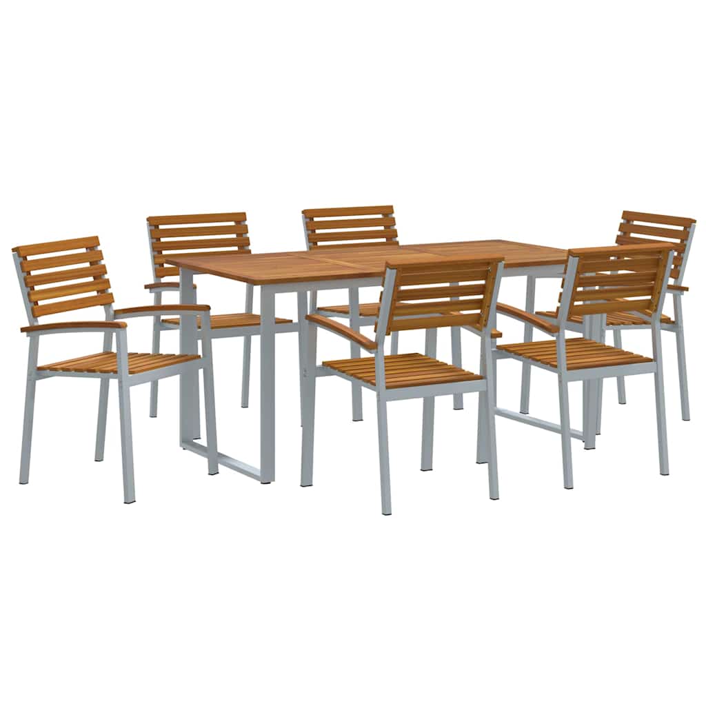Set da Pranzo per Giardino 7 pcs Grigio