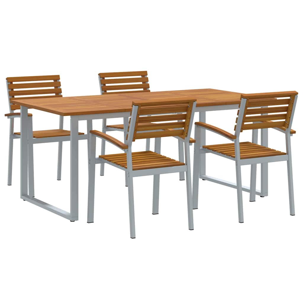 Set da Pranzo per Giardino 5 pcs Grigio