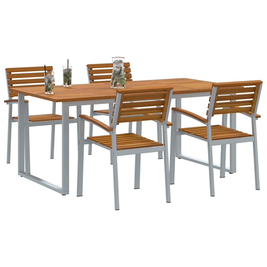 Set da Pranzo per Giardino 5 pcs Grigio