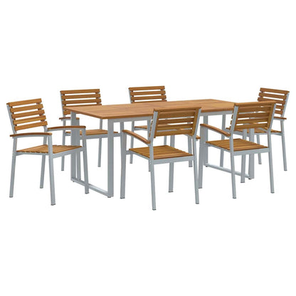 Set da Pranzo per Giardino 7 pcs Grigio
