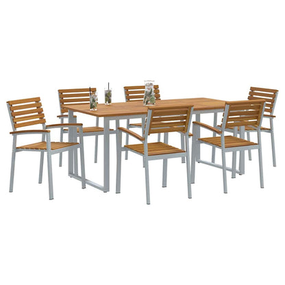 Set da Pranzo per Giardino 7 pcs Grigio