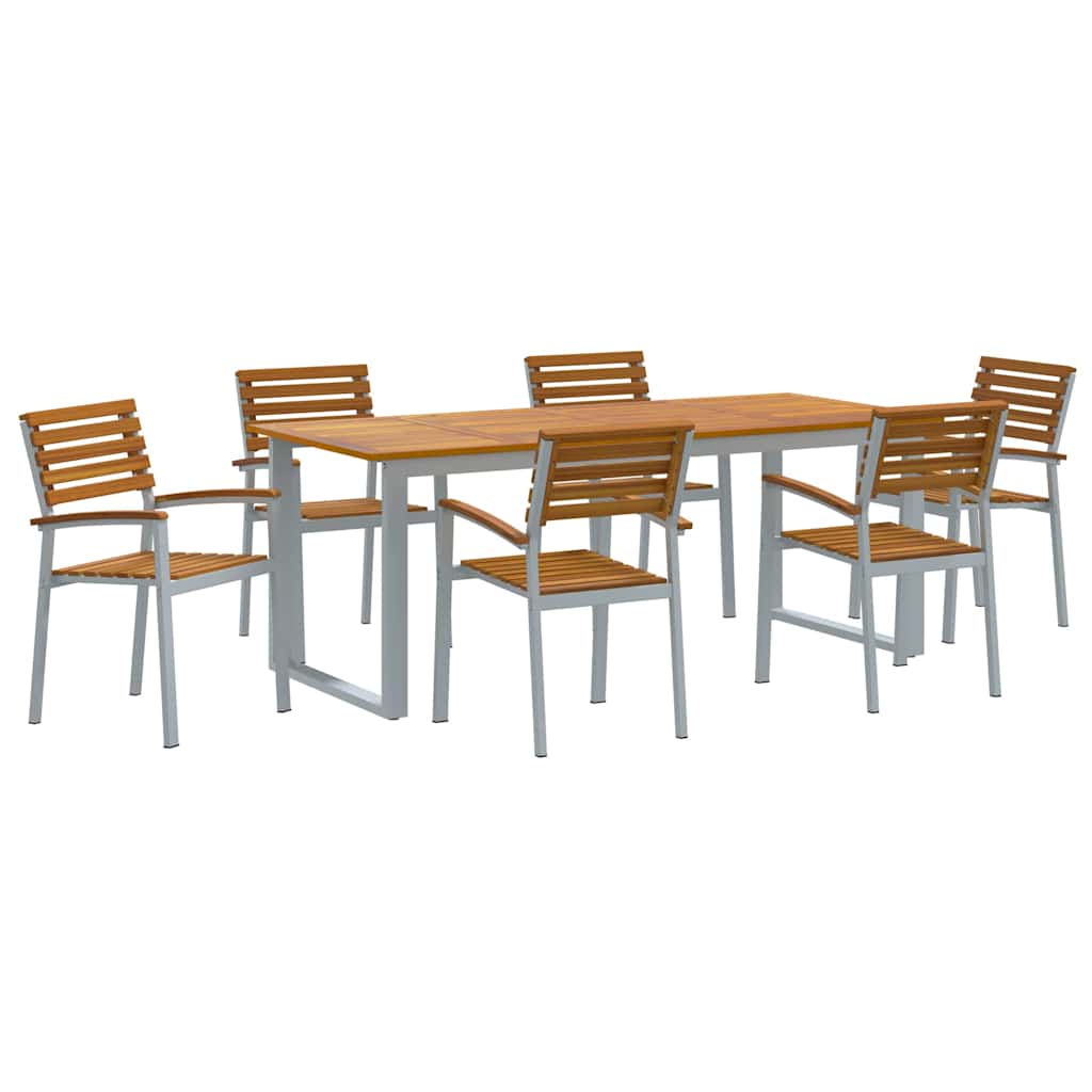 Set da Pranzo per Giardino 7 pcs Grigio