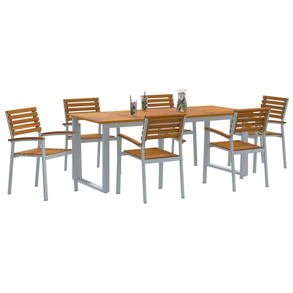 Set da Pranzo per Giardino 7 pcs Grigio