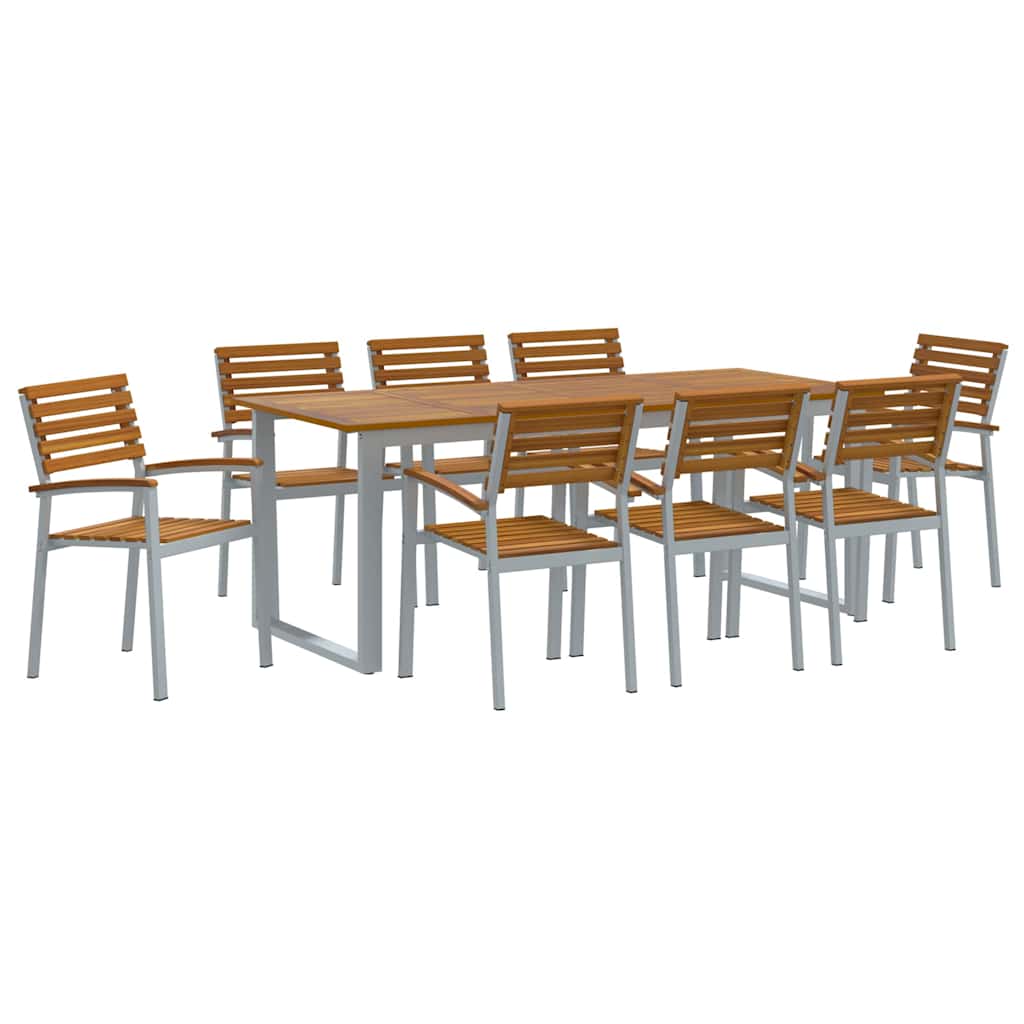 Set da Pranzo per Giardino 9 pcs Grigio
