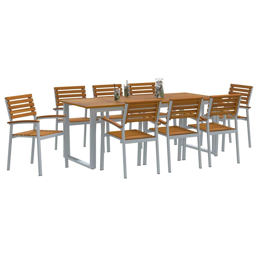 Set da Pranzo per Giardino 9 pcs Grigio