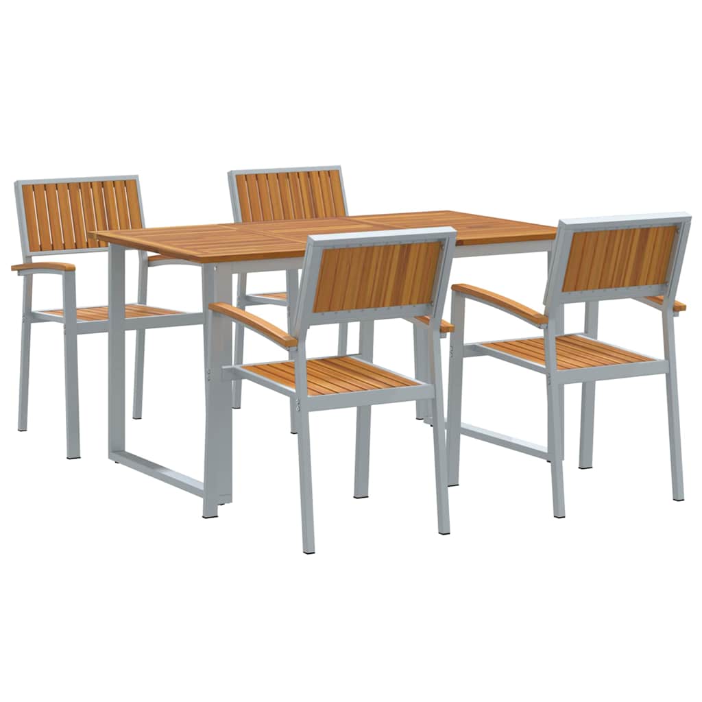 Set da Pranzo per Giardino 5 pcs Grigio