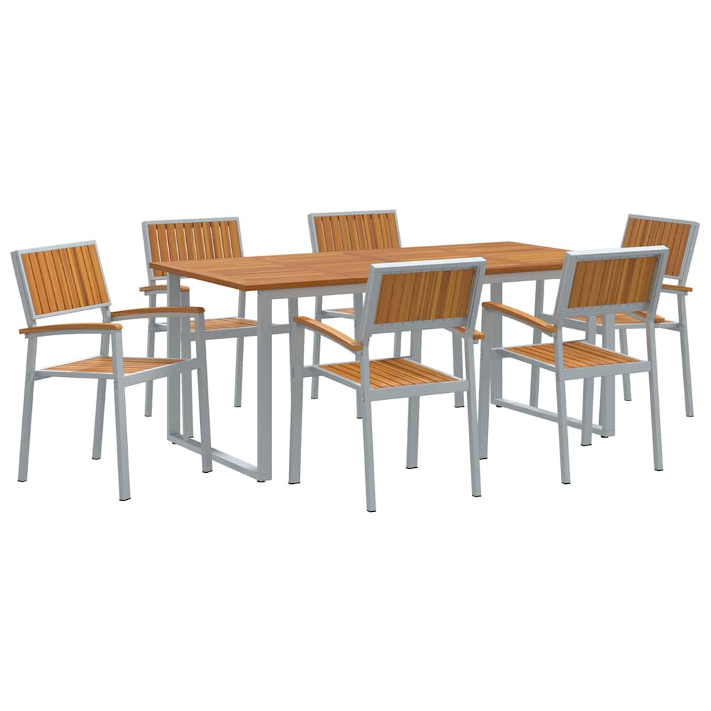 Set da Pranzo per Giardino 7 pcs Grigio