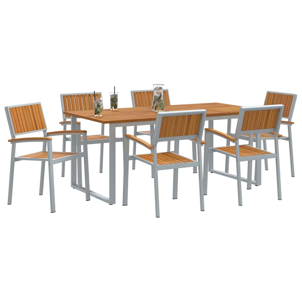 Set da Pranzo per Giardino 7 pcs Grigio