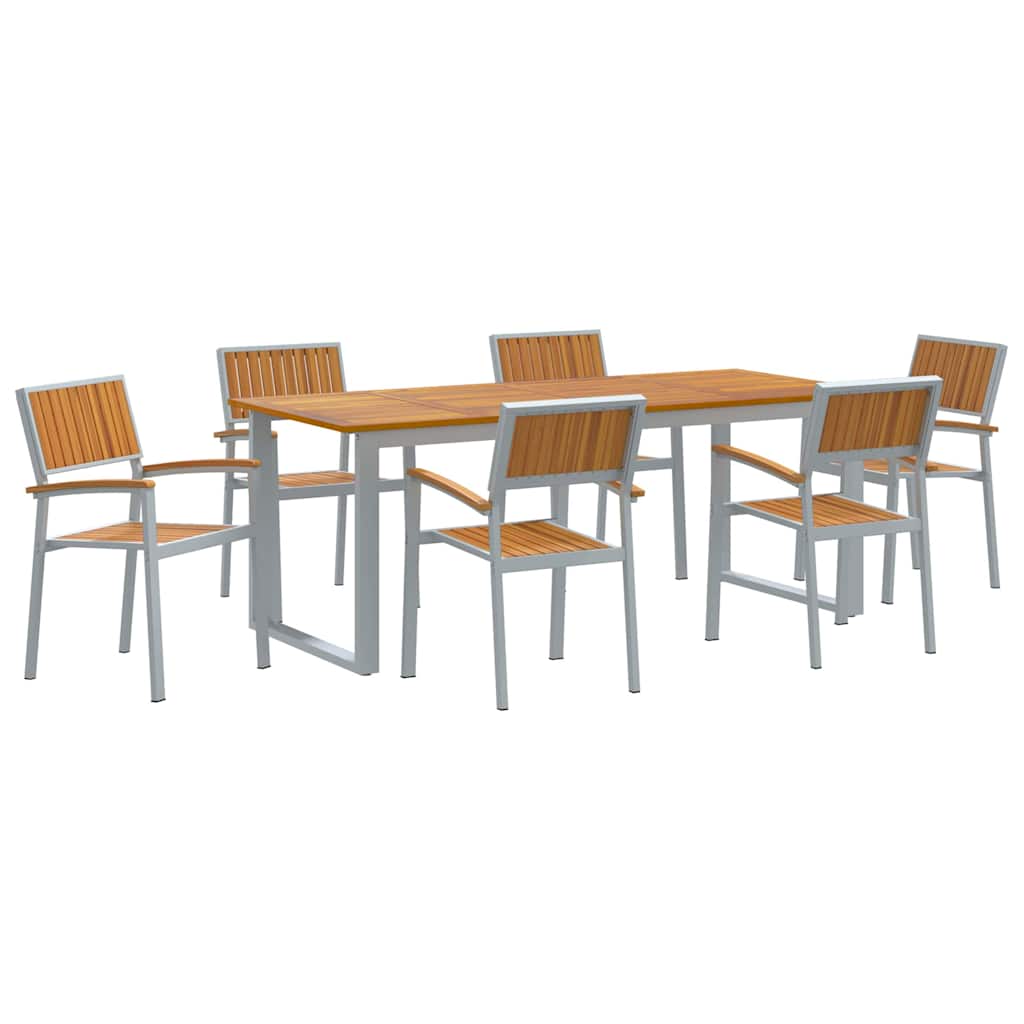 Set da Pranzo per Giardino 7 pcs Grigio