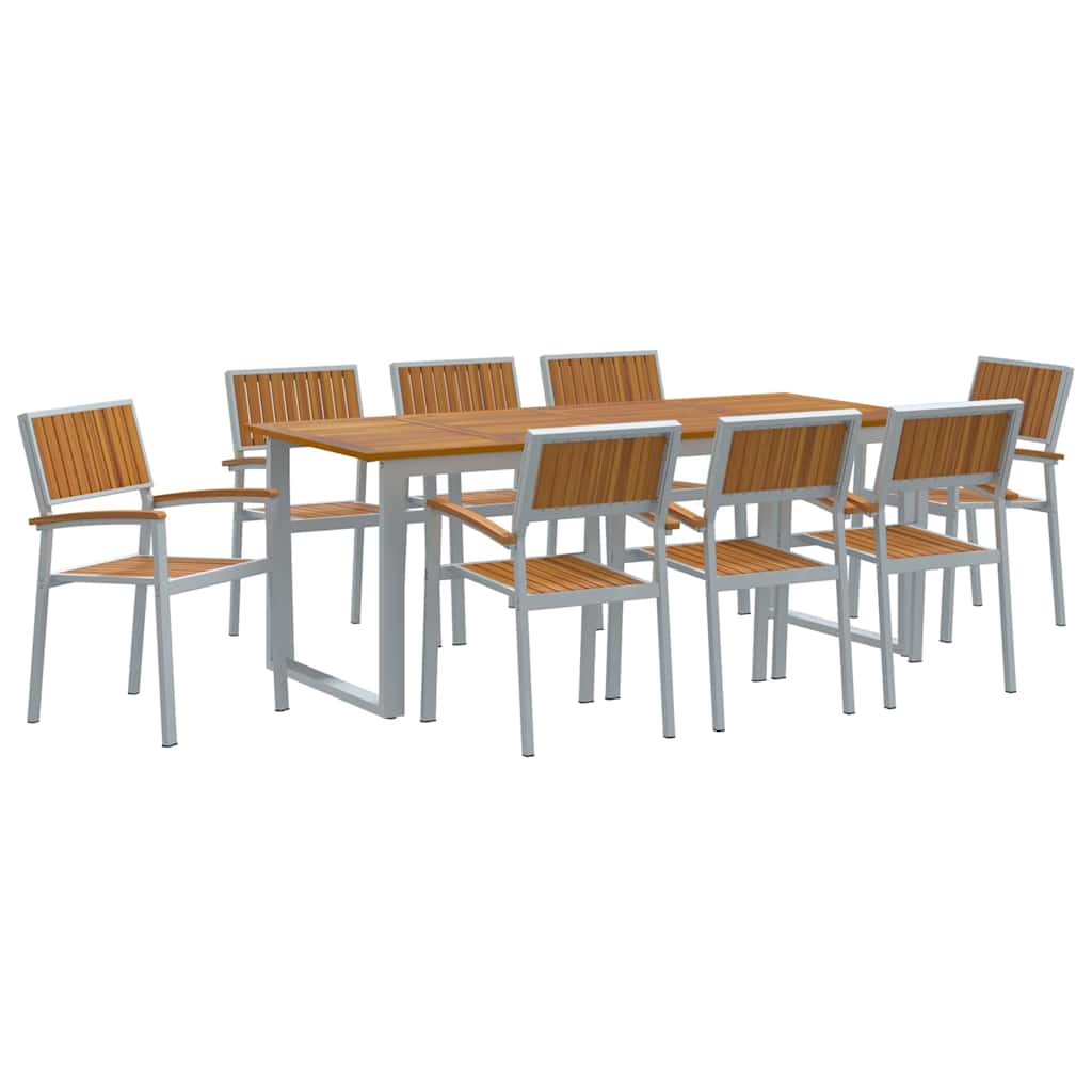 Set da Pranzo per Giardino 9 pcs Grigio