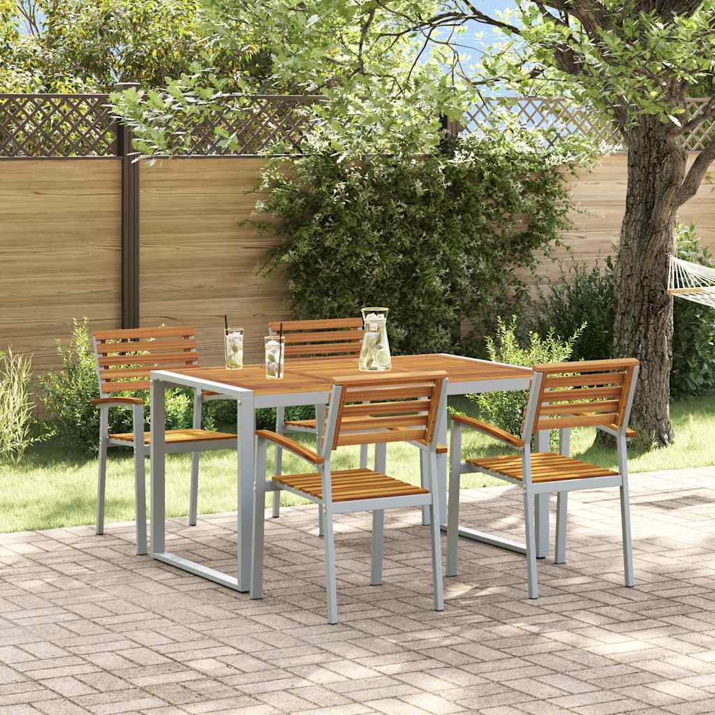 Set da Pranzo per Giardino 5 pcs Grigio