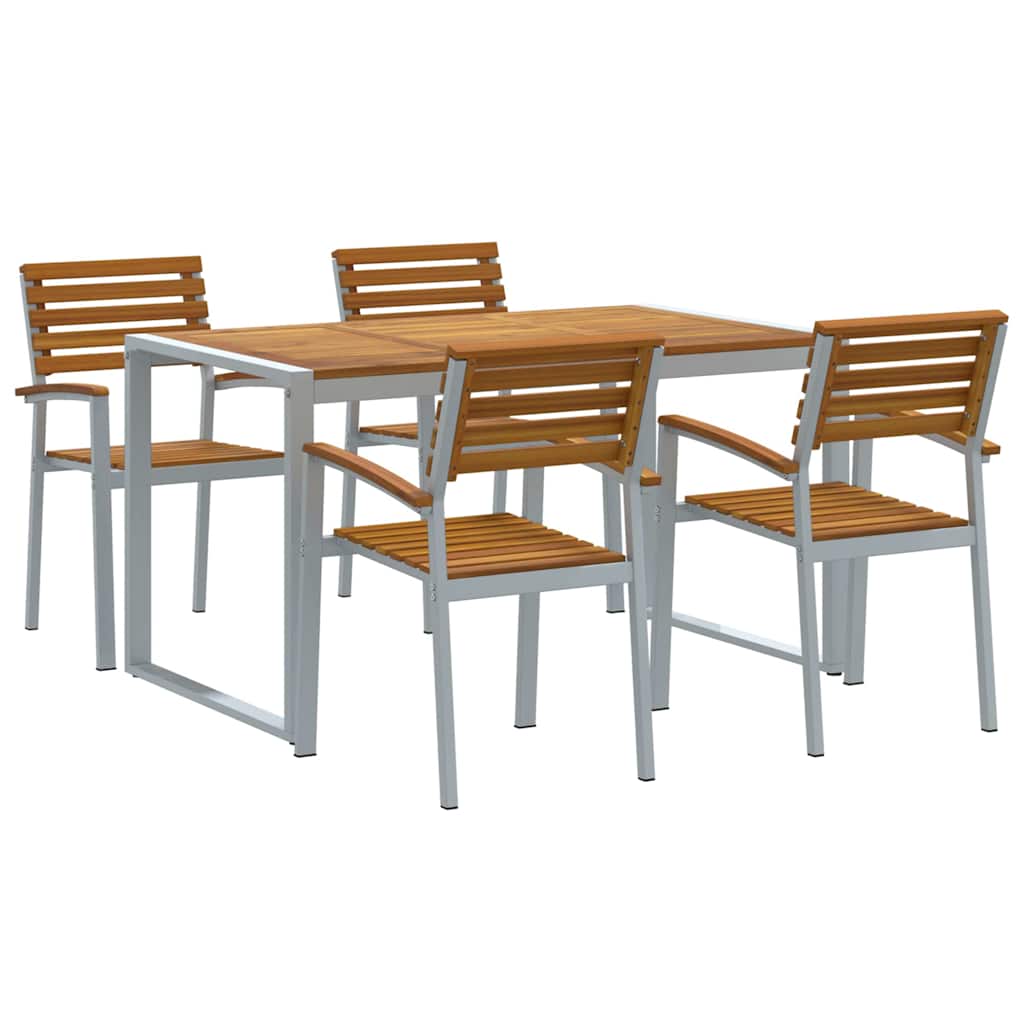 Set da Pranzo per Giardino 5 pcs Grigio