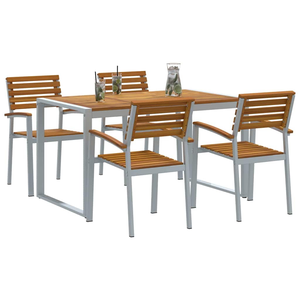 Set da Pranzo per Giardino 5 pcs Grigio