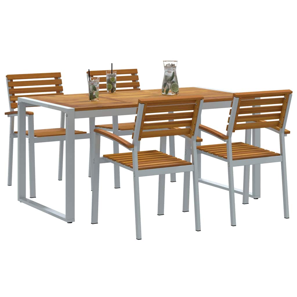 Set da Pranzo per Giardino 5 pcs Grigio