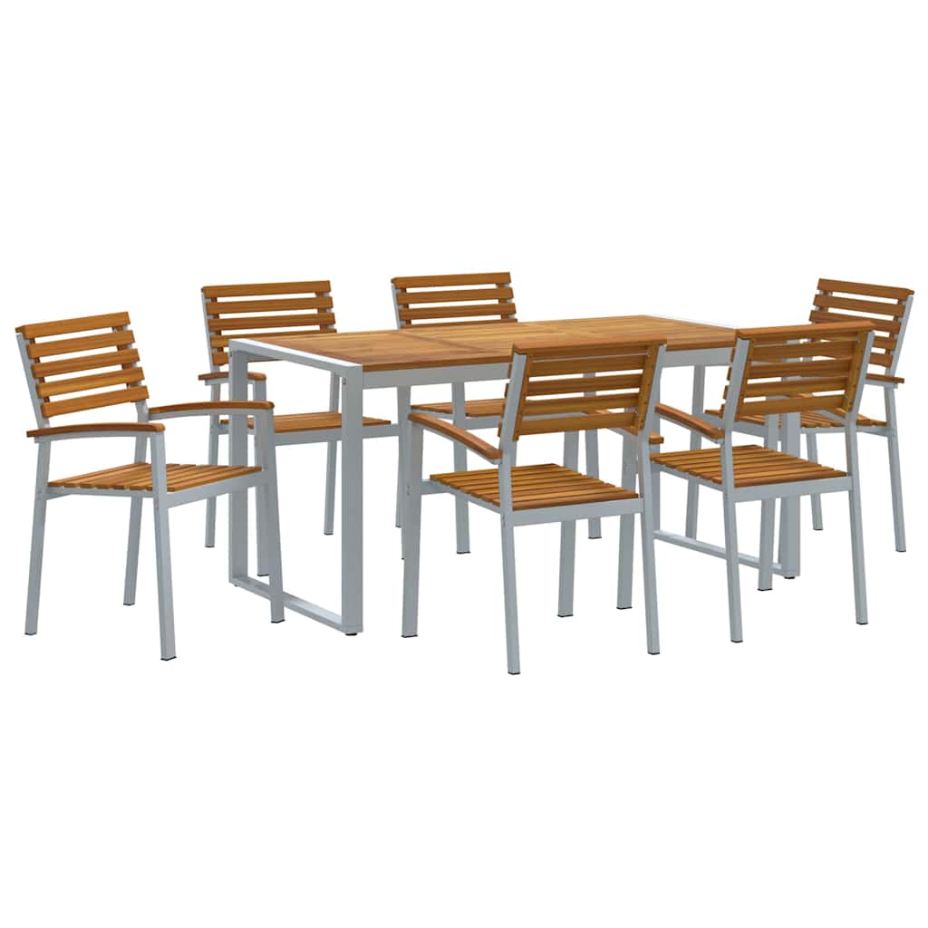 Set da Pranzo per Giardino 7 pcs Grigio