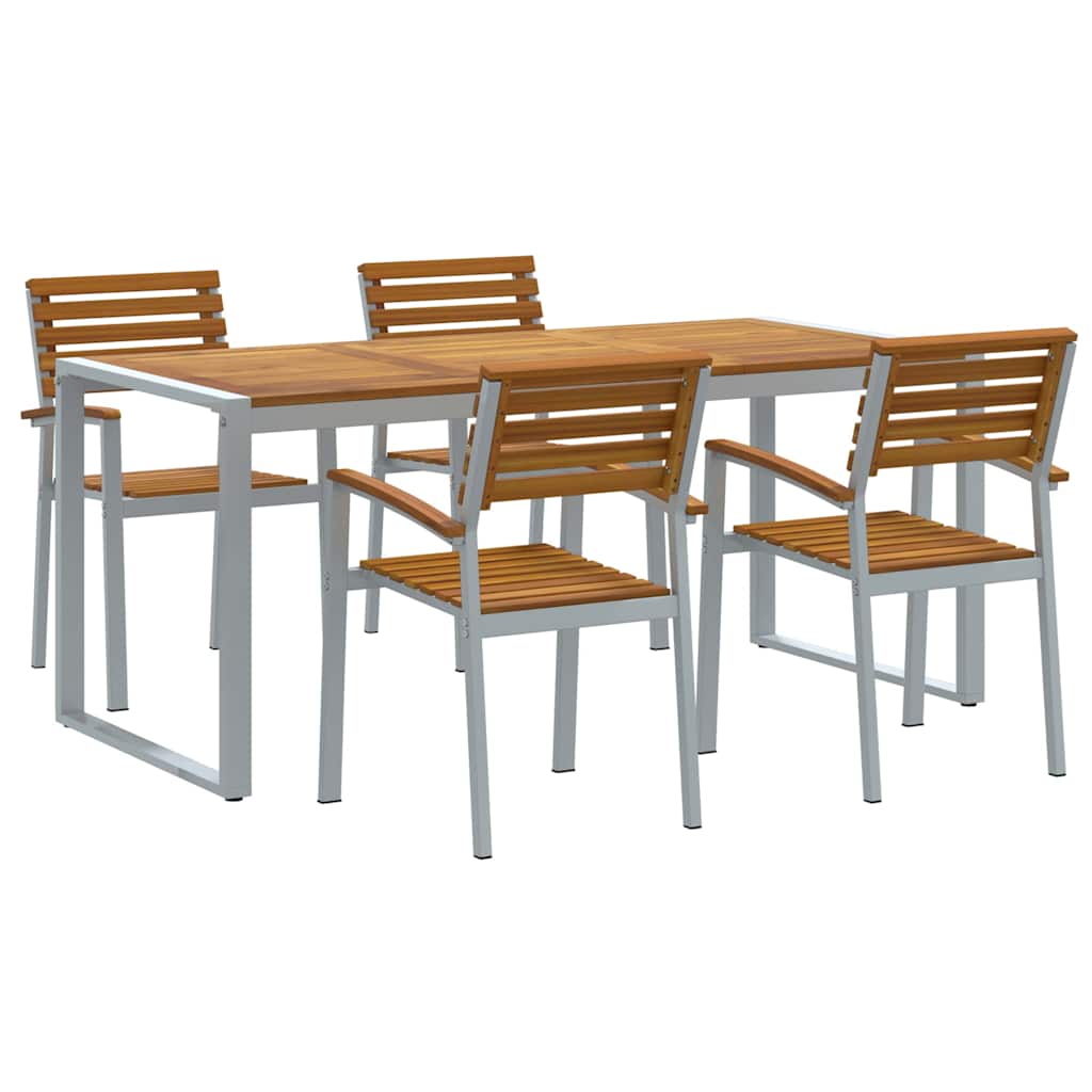 Set da Pranzo per Giardino 5 pcs Grigio