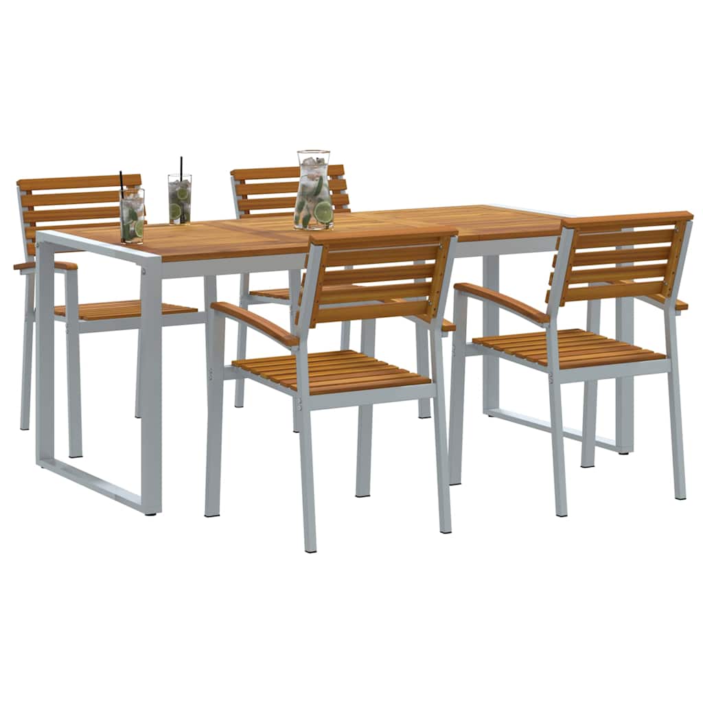 Set da Pranzo per Giardino 5 pcs Grigio
