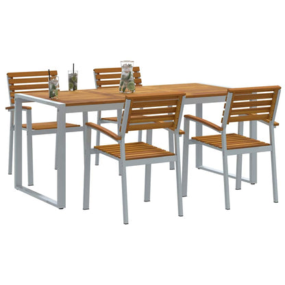 Set da Pranzo per Giardino 5 pcs Grigio