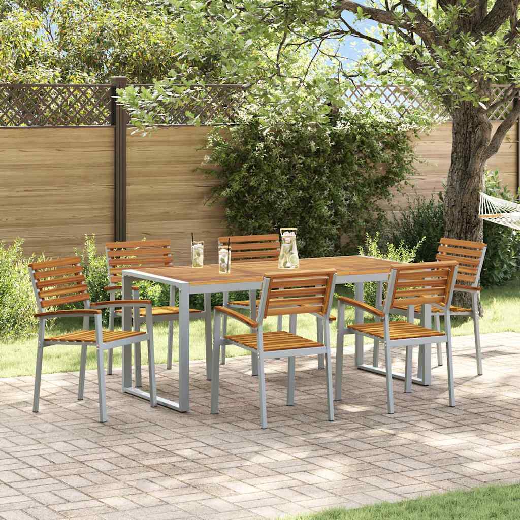 Set da Pranzo per Giardino 7 pcs Grigio