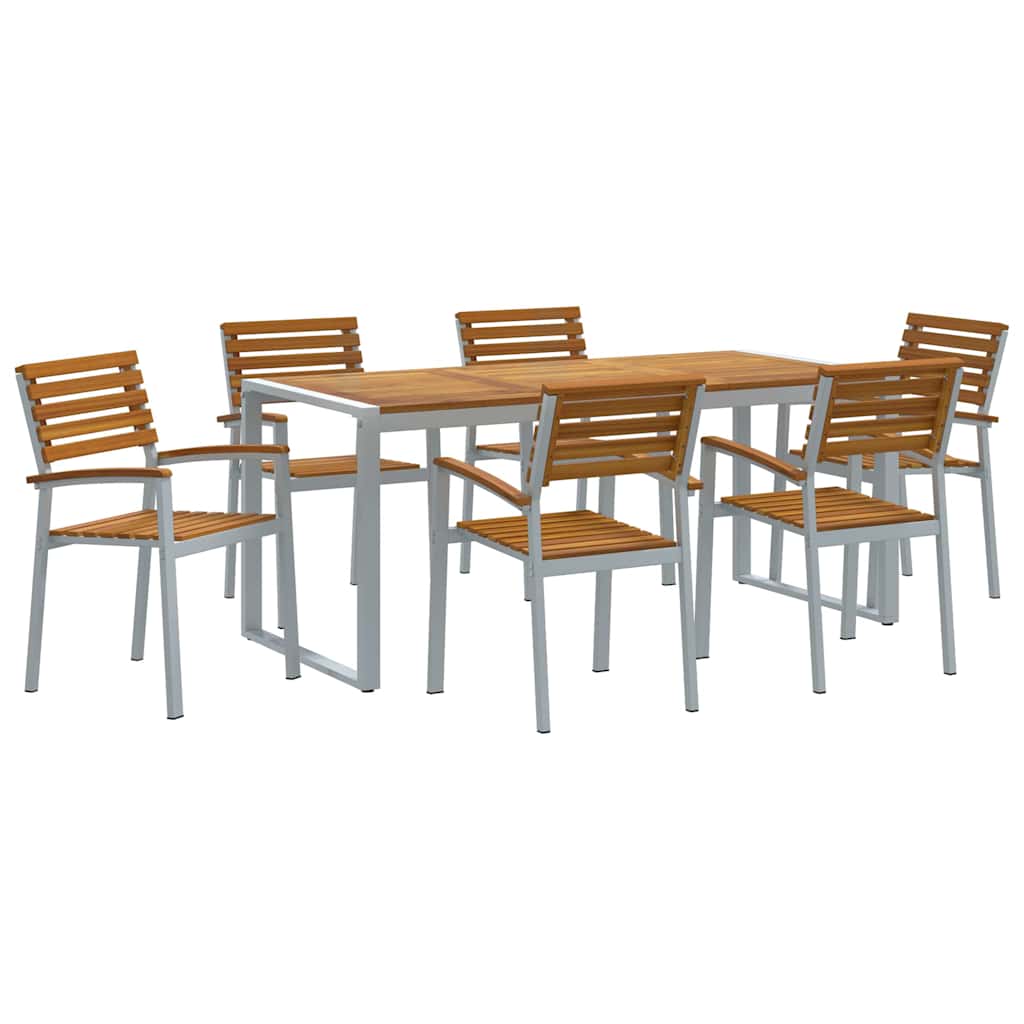 Set da Pranzo per Giardino 7 pcs Grigio
