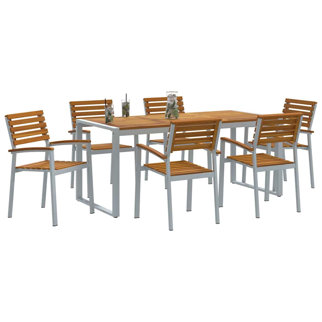 Set da Pranzo per Giardino 7 pcs Grigio