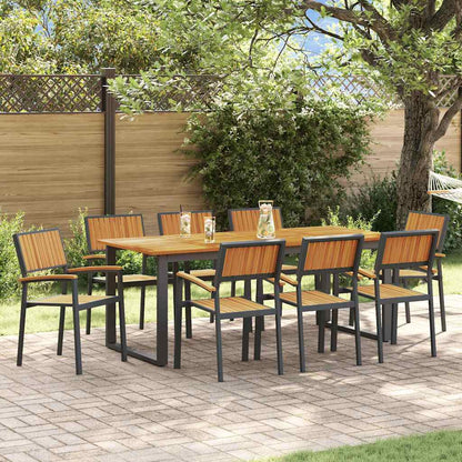 Set da Pranzo per Giardino 9 pcs Nero Legno di Acacia Massello
