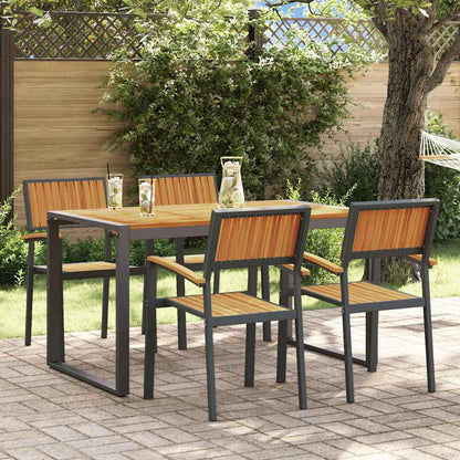 Set da Pranzo per Giardino 5 pcs Nero Legno di Acacia Massello