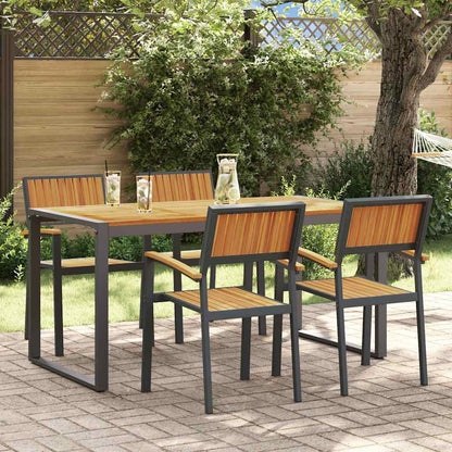 Set da Pranzo per Giardino 5 pcs Nero Legno di Acacia Massello