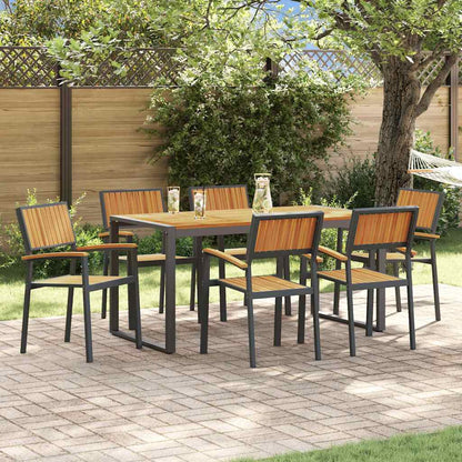 Set da Pranzo per Giardino 7 pcs Nero Legno di Acacia Massello