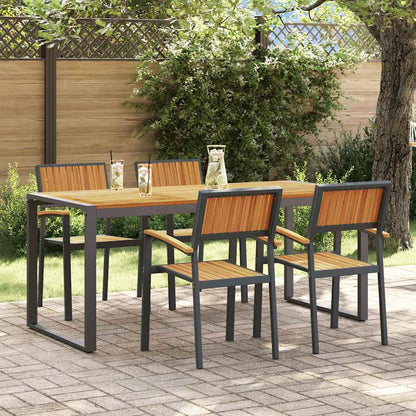 Set da Pranzo per Giardino 5 pcs Nero Legno di Acacia Massello