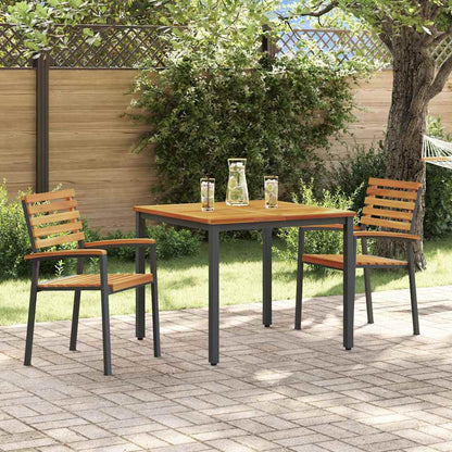 Set da Pranzo per Giardino 3 pcs Nero Legno di Acacia Massello