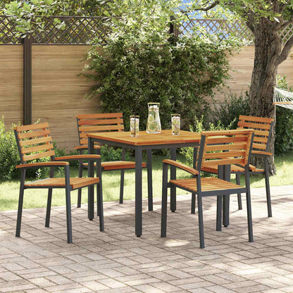 Set da Pranzo per Giardino 5 pcs Nero Legno di Acacia Massello