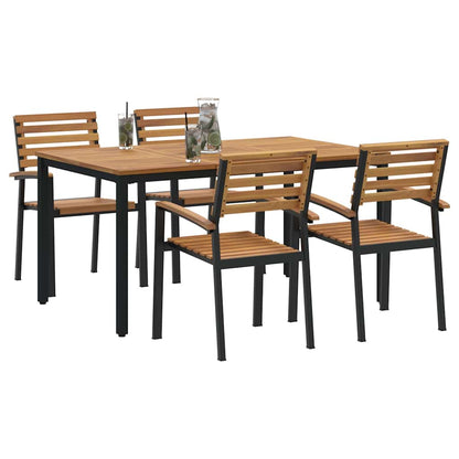 Set da Pranzo per Giardino 5 pcs Nero Legno di Acacia Massello