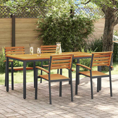 Set da Pranzo per Giardino 5 pcs Nero Legno di Acacia Massello