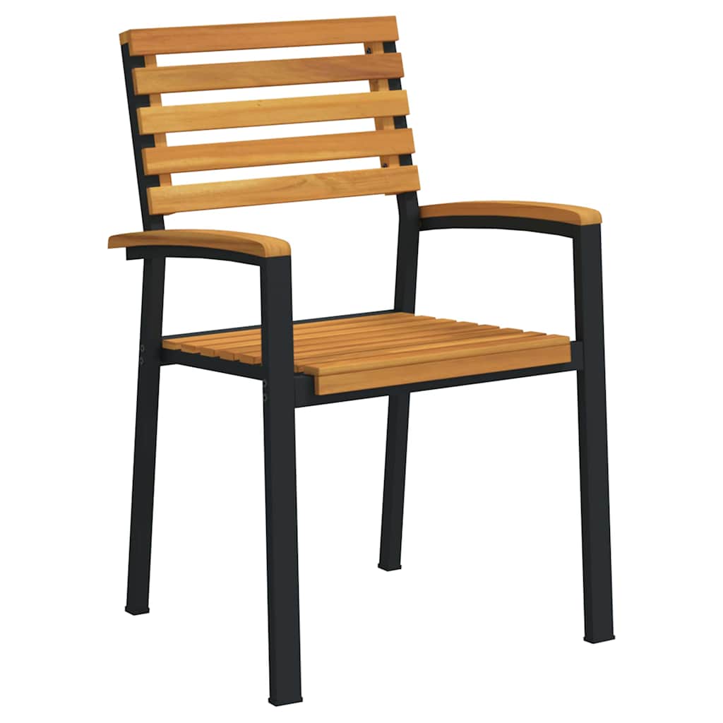 Set da Pranzo per Giardino 5 pcs Nero Legno di Acacia Massello