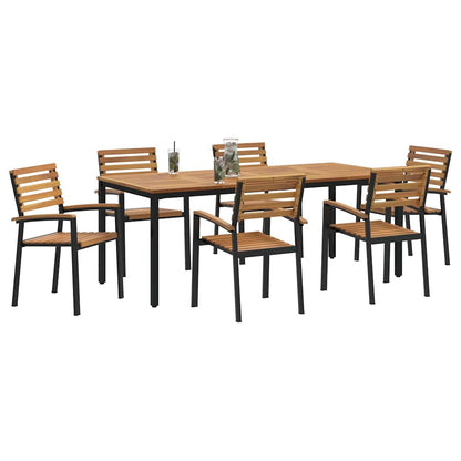 Set da Pranzo per Giardino 7 pcs Nero Legno di Acacia Massello