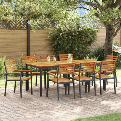Set da Pranzo per Giardino 9 pcs Nero Legno di Acacia Massello