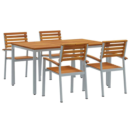 Set da Pranzo per Giardino 5 pcs Grigio