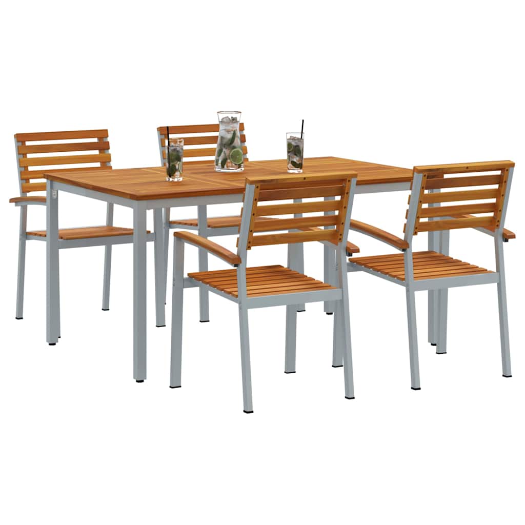 Set da Pranzo per Giardino 5 pcs Grigio