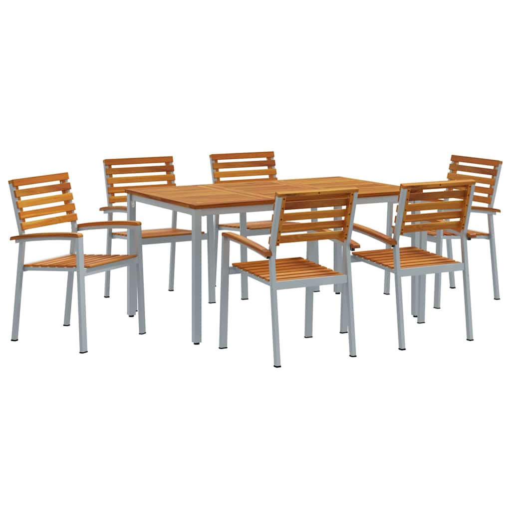 Set da Pranzo per Giardino 7 pcs Grigio