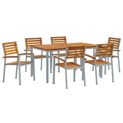 Set da Pranzo per Giardino 7 pcs Grigio
