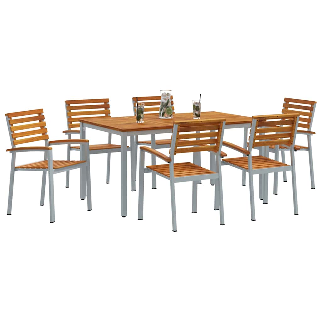Set da Pranzo per Giardino 7 pcs Grigio