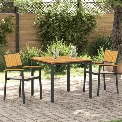 Set da Pranzo per Giardino 3 pcs Nero Legno di Acacia Massello